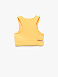 Pencere Detaylı Slim Fit Bürümcük Kolsuz Bisiklet Yaka Crop Atlet