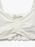 Kare Yaka Gipe Detaylı Balon Kollu Crop Bluz