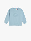 Kaplan Desenli Uzun Kollu Bisiklet Yaka Şardonlu Sweatshirt