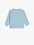 Kaplan Desenli Uzun Kollu Bisiklet Yaka Şardonlu Sweatshirt