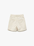 Keten Karışımlı Beli Bağcıklı Cepli Pamuklu Basic Şort