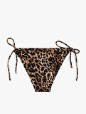 Astarlı Leopar Desenli Yanları Bağlamalı İpli Bikini Altı