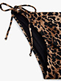Astarlı Leopar Desenli Yanları Bağlamalı İpli Bikini Altı