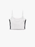 Askılı Şerit Baskılı Slim Fit Crop Sporcu Atleti