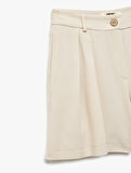 Regular Fit Astarlı Viskon Keten Karışımlı Cepli Mini Şort