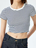 Crop Bisiklet Yaka Kısa Kollu Slim Fit Tişört