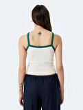 İnce Askılı Biyeli Slim Fit Crop Baskılı Atlet