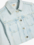 Düğme Detaylı Pamuklu Crop Denim Ceket