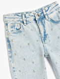 Taş Detaylı Regular Fit Kot Pantolon - Straight Fit Jean