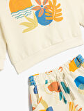 Pamuklu Baskı Detaylı Şort ve Sweatshirt Set