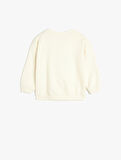 Palmiye Baskılı Bisiklet Yaka Uzun Kollu Pamuklu Şardonlu Sweatshirt
