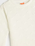 Basic Sweatshirt Uzun Kollu Bisiklet Yaka Kalp Detaylı Dokulu