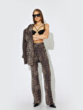 Koton X Zeynep Bastık - Leopar Desen İspanyol Paça Pantolon