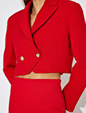 Koton X Zeynep Bastık - Crop Blazer Ceket Asimetrik Kruvaze 