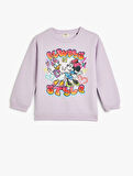 Mickey Mouse ve Daisy Duck Sweatshirt Lisanslı Uzun Kollu Bisiklet Yaka Şardonlu