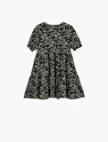 Çiçekli Elbise Kısa Kollu Pamuklu