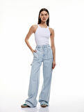 Kesik Paça Pamuklu Regular Fit Denim Pantolon - Wide Leg Jeans