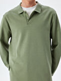 Pamuklu İnterlok Kumaş Polo Yaka Sweatshirt