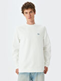 Bisiklet Yaka Basic Pamuk Karışımlı Minimal Baskılı Sweatshirt