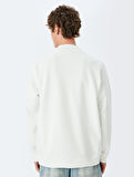 Bisiklet Yaka Basic Pamuk Karışımlı Minimal Baskılı Sweatshirt