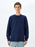 Bisiklet Yaka Pamuklu Basic Sweatshirt