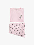 Viskon Bisiklet Yaka Koala Baskılı Şortlu Pijama Takımı