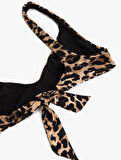 Mat Kumaş V Yaka Leopar Desenli Bikini Üst