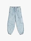 Beli Lastikli Pamuklu Paraşüt Denim Pantolon 