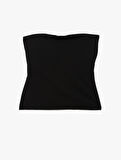 Krep Scuba Kumaş Drape Detaylı Asimetrik Straplez Üst