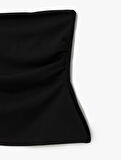 Krep Scuba Kumaş Drape Detaylı Asimetrik Straplez Üst