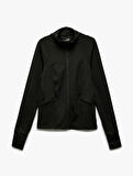 Fermuarlı Cep Detaylı Dik Yaka Slim Fit Spor Sweatshirt