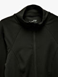 Fermuarlı Cep Detaylı Dik Yaka Slim Fit Spor Sweatshirt