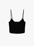 Skinny Fit Drapeli V Yaka İnce Askılı Bluz