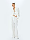 Düğmeli Kruvaze Crop Blazer Ceket