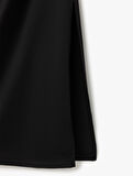 Slim Fit Drapeli Midi Boy Straplez Elbise