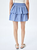 Gipeli Volanlı Katlı Çizgili Mini Etek