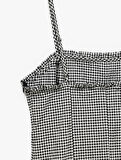 İnce Askılı Kolsuz Ekoseli Bodycon Mini Elbise