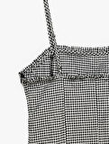 İnce Askılı Kolsuz Ekoseli Bodycon Mini Elbise