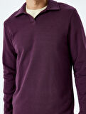 Uzun Kollu Pamuk Karışımlı Basic Polo Yaka Sweatshirt