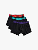 Beli Lastikli Pamuklu 3'lü Boxer Seti