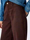 Geniş Kısa Paça Pantolon Yüksek Bel Düğmeli - Wide Leg Jean