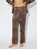 Koton X Zeynep Bastık - Leopar Desenli Pijama Altı Bol Kalıp Viskon