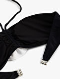 Çiçek Aplike Detaylı Straplez Bikini Üstü