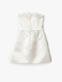 Straplez Mini Slim Fit Fiyonklu A Kesim Saten Elbise