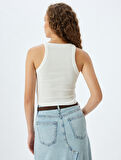 Crop Atlet Halter Yaka Fitilli Slim Fit