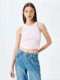 Halter Yaka Fitilli Slim Fit Crop Kadın Atlet