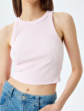 Halter Yaka Fitilli Slim Fit Crop Kadın Atlet