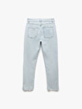 Yıpratma Detaylı Yüksek Bel Pamuklu Straight Fit Denim Pantolon - Straight Jeans