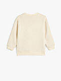 Oversize Sweatshirt Doğa Baskı Detaylı Bisiklet Yaka Uzun Kollu