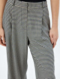 Kazayağı Desenli Palazzo Pantolon Geniş Paça Standart Bel Pile Detaylı